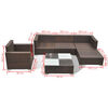 vidaXL Set muebles de jard&iacute;n 6 piezas y cojines rat&aacute;n sint&eacute;tico marr&oacute;n