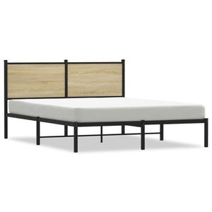 vidaXL Estructura de cama sin colch&oacute;n metal roble Sonoma 140x200 cm