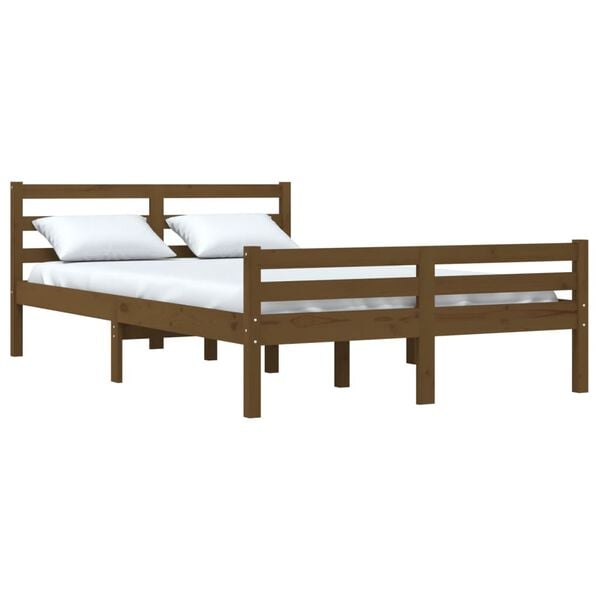 vidaXL Estructura cama sin colch&oacute;n madera maciza marr&oacute;n miel 120x190cm