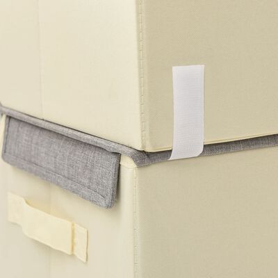 vidaXL Juego de cajas de almacenaje apilables 4 uds tela gris y crema