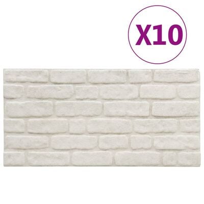vidaXL Paneles de pared 3D 10 uds EPS con diseño de ladrillo blanco
