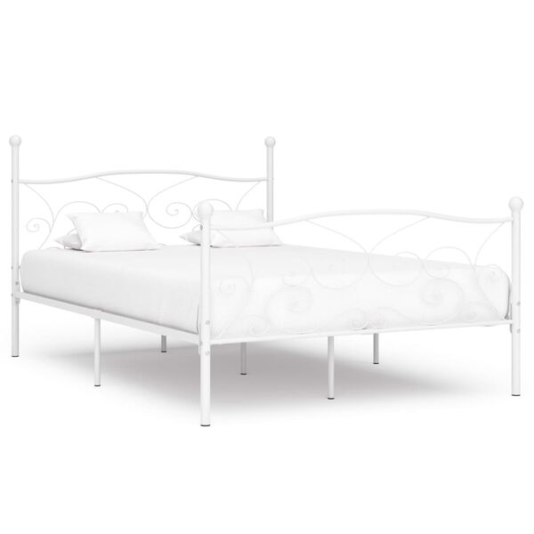vidaXL Estructura cama con somier sin colch&oacute;n metal blanco 120x200 cm