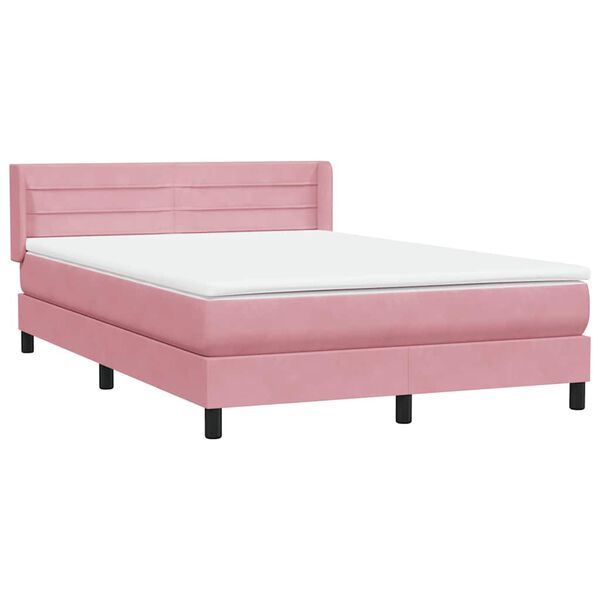 vidaXL Cama box spring con colch&oacute;n terciopelo rosa 140x210 cm