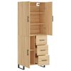vidaXL Aparador alto madera contrachapada color roble 69,5x34x180 cm