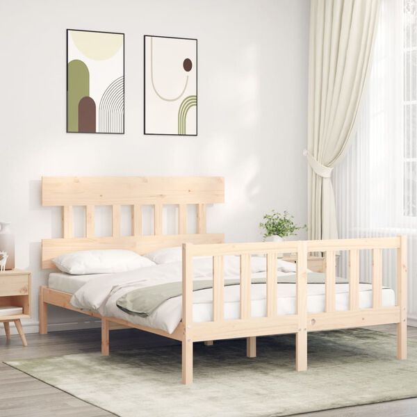 vidaXL Estructura de cama sin colch&oacute;n madera de pino blanca 140x200 cm