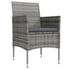 vidaXL Juego de comedor de jard&iacute;n 3 piezas con cojines gris y negro