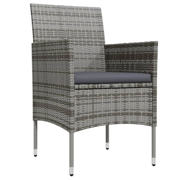 vidaXL Juego de comedor de jard&iacute;n 3 piezas con cojines gris y negro