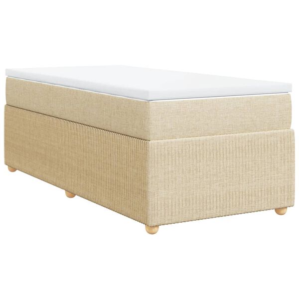 vidaXL Cama box spring con colch&oacute;n tela color crema 80x200 cm