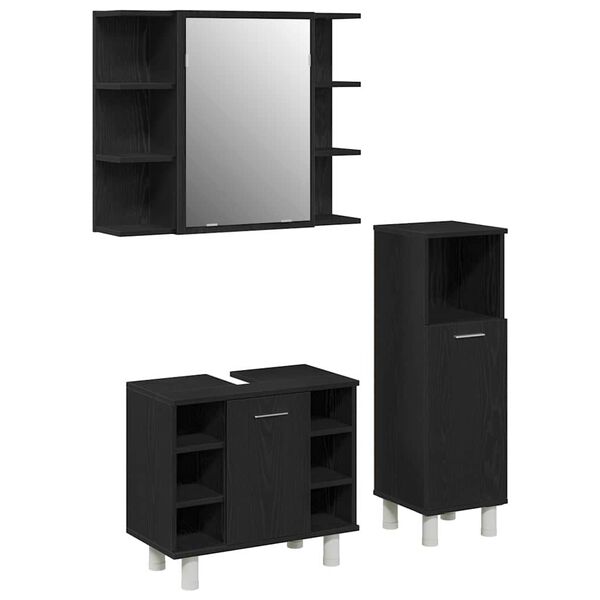 vidaXL Juego de muebles de ba&ntilde;o 3 pcs Negro 30 x 30 x 99,5 cm
