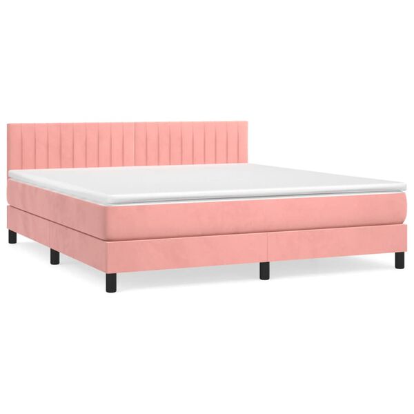 vidaXL Cama box spring con colch&oacute;n terciopelo rosa 180x200 cm