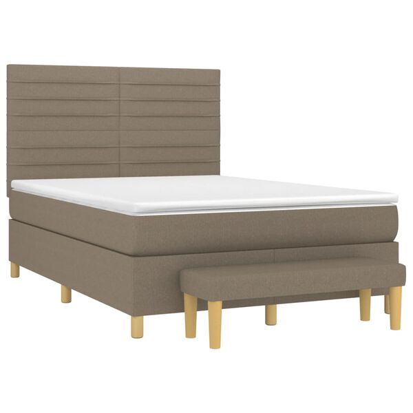 vidaXL Cama box spring con colch&oacute;n tela gris taupe 140x200 cm