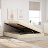 vidaXL Cama con almacenamiento y colch&oacute;n Crema 160 x 200 cm Poli&eacute;ster