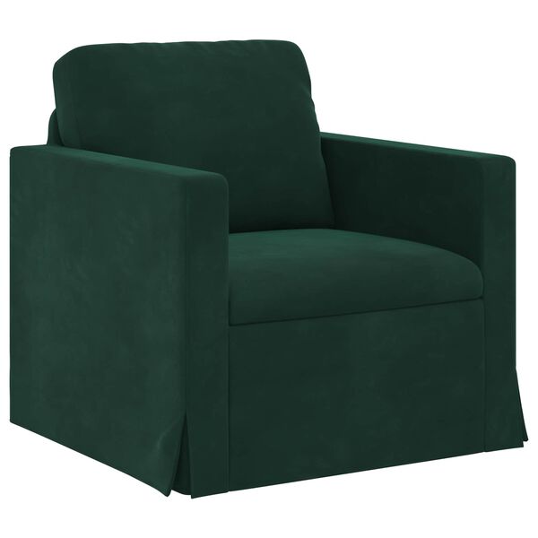 vidaXL Sof&aacute; 2 pcs Verde oscuro 138 x 78 x 80 cm Terciopelo
