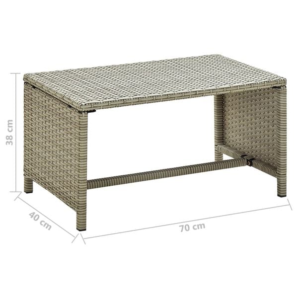 vidaXL Mesa de centro de rat&aacute;n sint&eacute;tico beige 70x40x38 cm