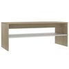vidaXL Mesa de centro madera contrachapada blanco y roble 100x40x40 cm