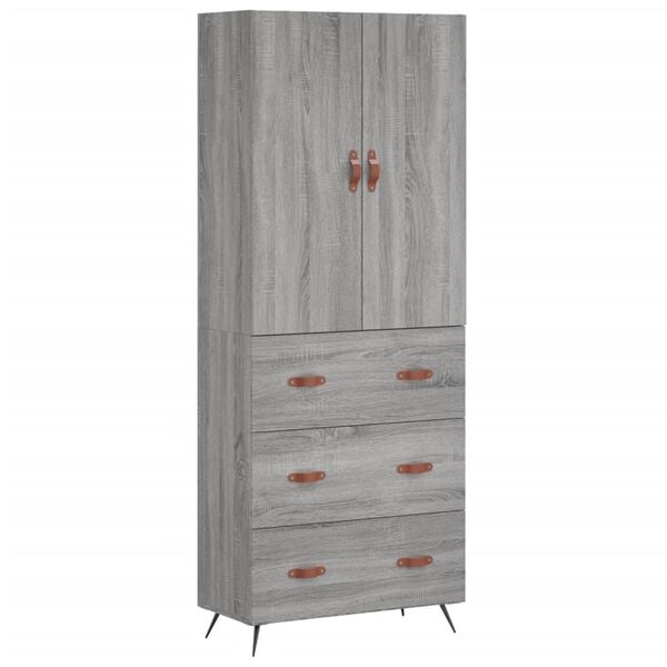 vidaXL Aparador alto madera contrachapada gris sonoma 69,5x34x180 cm