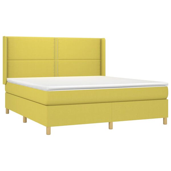 vidaXL Cama box spring con colch&oacute;n tela verde 180x200 cm