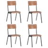 vidaXL Sillas de comedor 4 uds contrachapada maciza y acero marr&oacute;n
