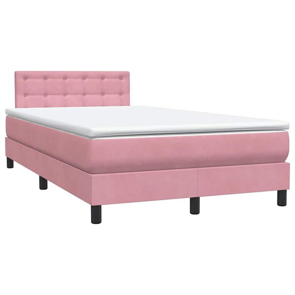 vidaXL Cama box spring con colch&oacute;n terciopelo rosa 120x220 cm