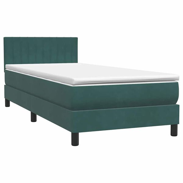 vidaXL Cama box spring con colch&oacute;n terciopelo verde oscuro 80x210 cm