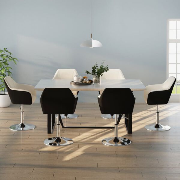 vidaXL Sillas de comedor 6 unidades cuero sint&eacute;tico blanco y negro