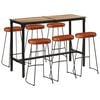 vidaXL Set mesa alta y taburetes 7 pzas madera maciza mango y metal