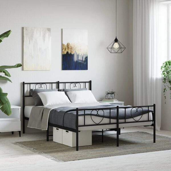 vidaXL Estructura cama sin colchón con estribo metal negro 120x190 cm