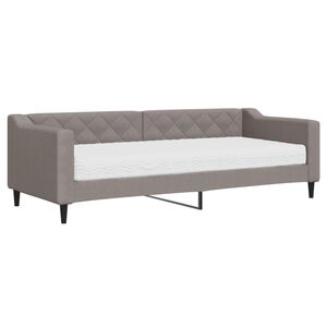 vidaXL Sof&aacute; cama con colch&oacute;n tela gris taupe 80x200 cm