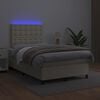 vidaXL Cama box spring colch&oacute;n y LED cuero sint&eacute;tico crema 120x200 cm