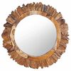 vidaXL Espejo de pared redondo teca 60 cm