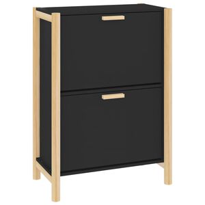 vidaXL Zapatero madera contrachapada negro 57,5x33x80 cm