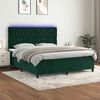 vidaXL Cama box spring colch&oacute;n y LED terciopelo verde oscuro 160x200cm