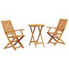 vidaXL Conjunto de Bistro Plegable 3 uds. Marr&oacute;n