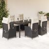 vidaXL Set de comedor de jard&iacute;n 7 pzas y cojines rat&aacute;n sint&eacute;tico negro