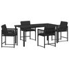 vidaXL Conjunto de Comedor de Jard&iacute;n 5 pcs Negro rat&aacute;n sint&eacute;tico