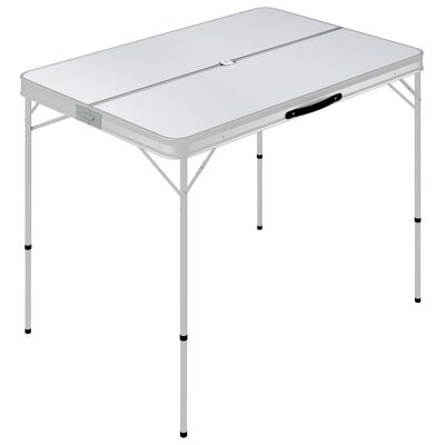 vidaXL Mesa de camping plegable con 2 bancos aluminio blanco