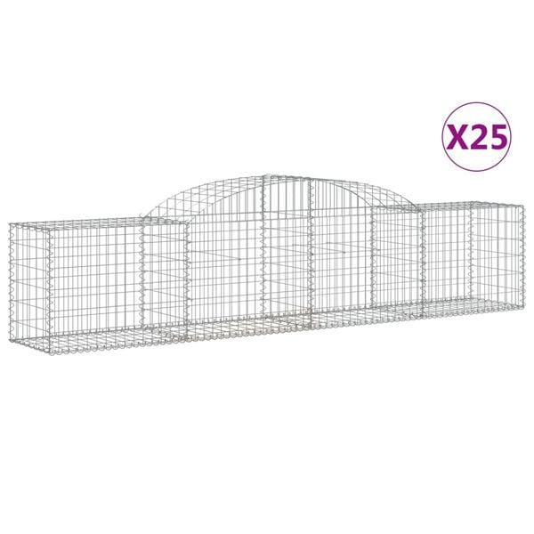 vidaXL Cestas de gaviones 25 uds forma de arco hierro 300x50x60/80 cm