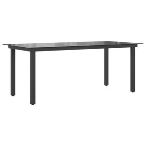 vidaXL Mesa de jard&iacute;n de aluminio y vidrio negra 190x90x74 cm