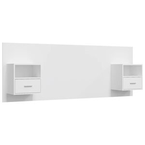 vidaXL Cabecero de cama con mesitas madera contrachapada blanco