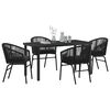 vidaXL Conjunto de Comedor de Jard&iacute;n 5 pcs Negro
