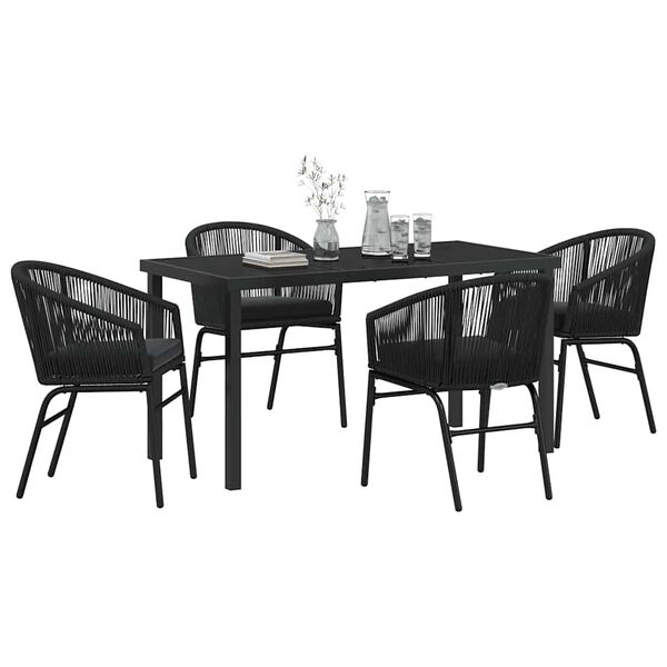 vidaXL Conjunto de Comedor de Jard&iacute;n 5 pcs Negro