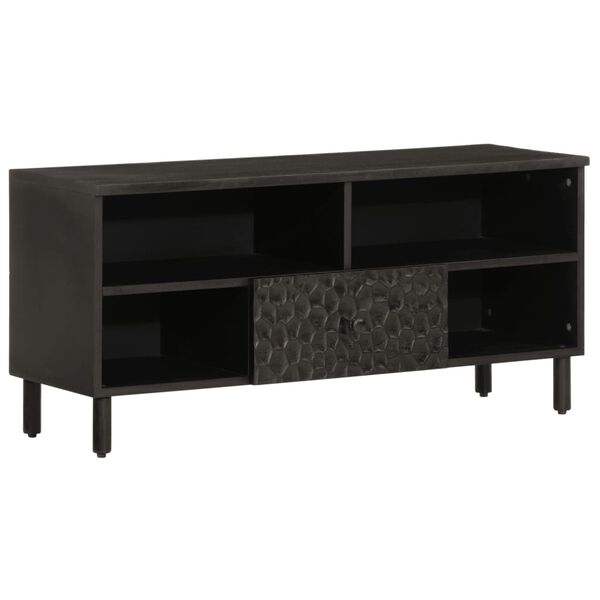 vidaXL Mueble de TV madera maciza de mango negro 100x33x46 cm