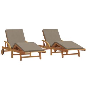 vidaXL Tumbona 2 uds. Madera de Acacia S&oacute;lida Taup&eacute;