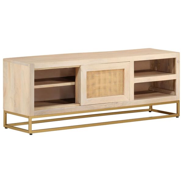 vidaXL Mueble de TV madera maciza de mango y hierro 110x30x40 cm