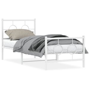 vidaXL Estructura cama sin colch&oacute;n con estribo metal blanco 80x200 cm