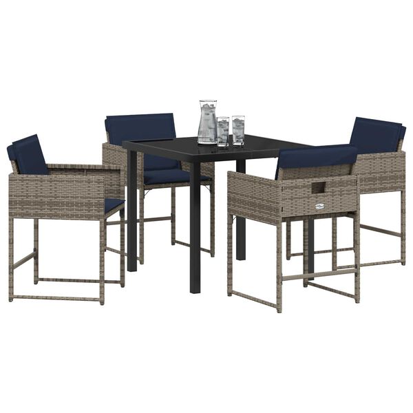 vidaXL Conjunto de Comedor de Jard&iacute;n 5 pcs Gris rat&aacute;n sint&eacute;tico