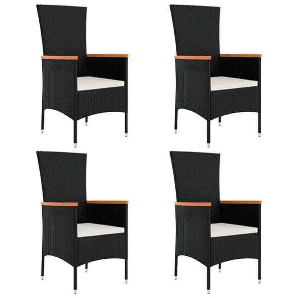 vidaXL Set de muebles jard&iacute;n 5 pzas con cojines rat&aacute;n sint&eacute;tico negro