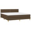 vidaXL Cama box spring con colch&oacute;n LED tela marr&oacute;n oscuro 160x200 cm