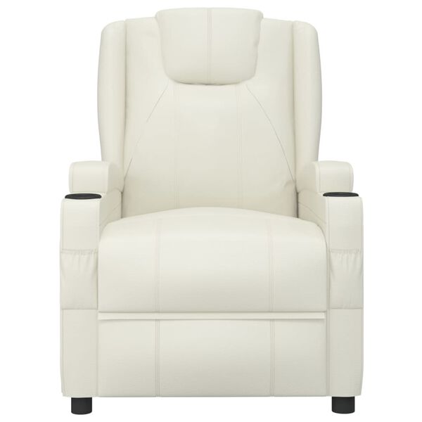 vidaXL Sill&oacute;n reclinable el&eacute;ctrico de cuero sint&eacute;tico blanco crema