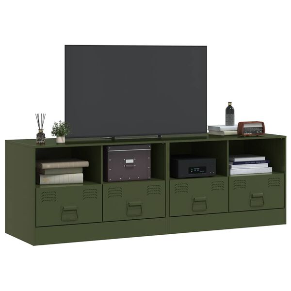 vidaXL Muebles para TV 2 unidades acero verde oliva 67x39x44 cm